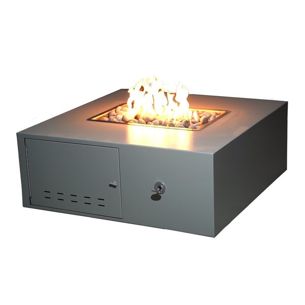 The Outdoor Plus 42 Square Gallaway Fire Pit, Powder Coated Metal, Pewter, Plug & Play Electronic Ignition, Natural Gas OPT-GALPC42EKIT-PEW-NG
